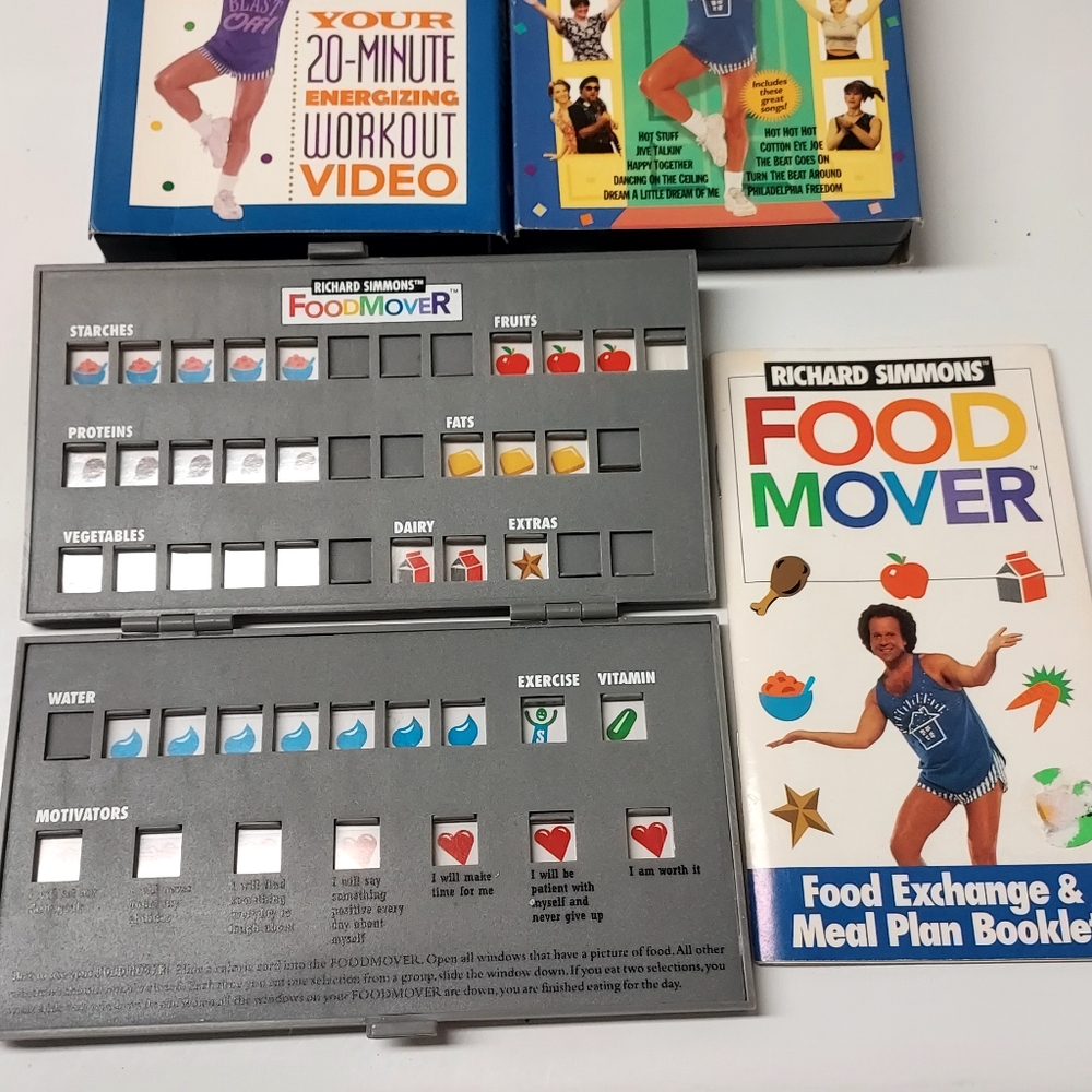 RICHARD SIMMONS VHS tapes and Food Mover Diet Plan
